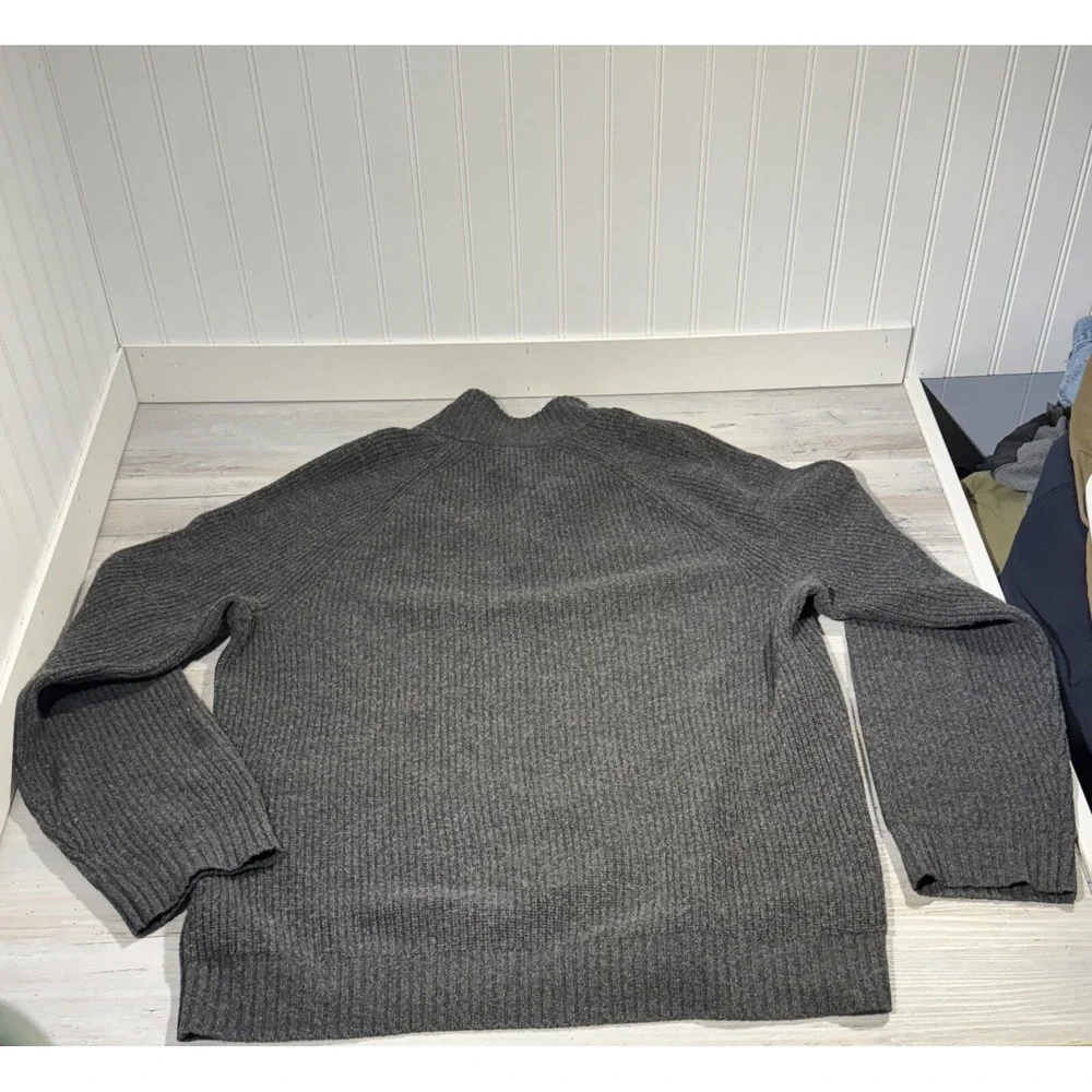 Banana Republic Sweater Charcoal Grey 1/4 Button Pullover Merino Wool Italian XL
